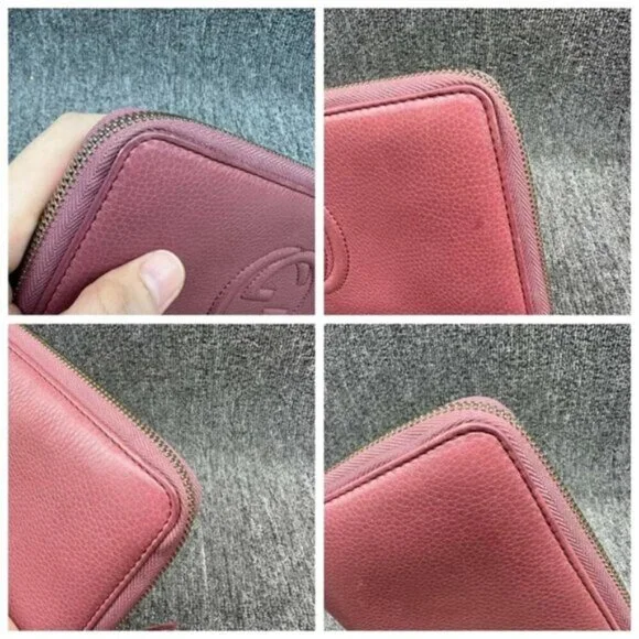 Authentic Gucci Soho Zip Around Wallet Pink Leather GG Logo Luxury - Picture 10 of 16